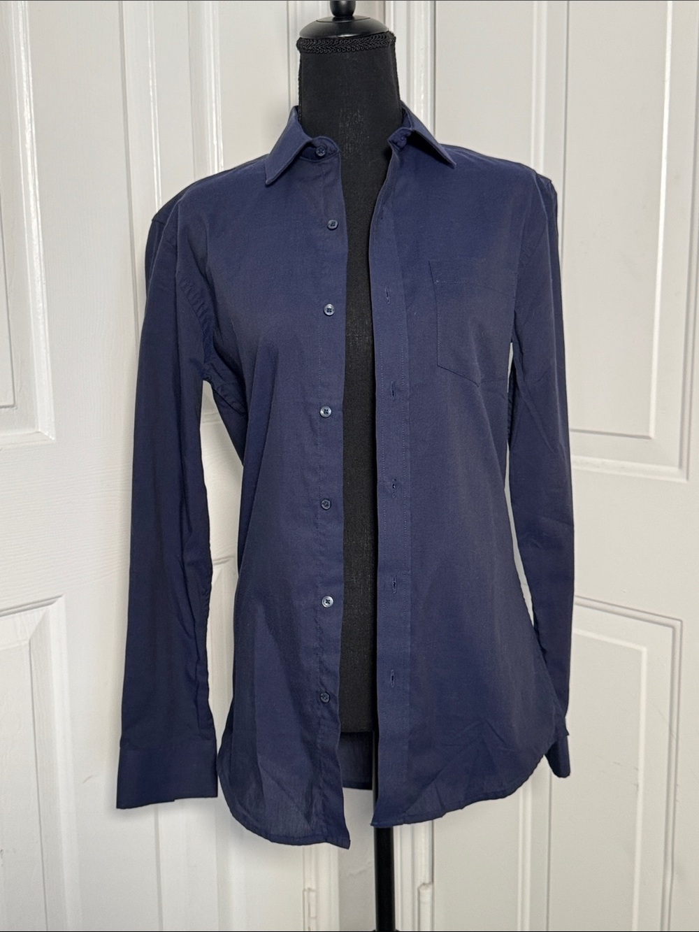 Men's Long-Sleeve Navy Dress Shirt
